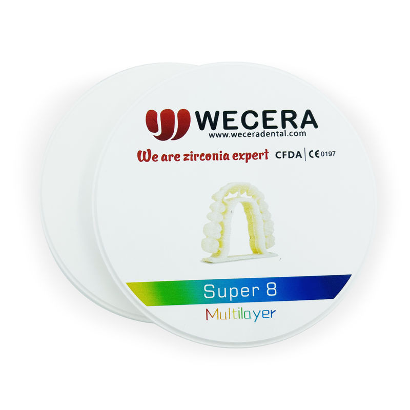 Pre Shaded Zirconia Blocks Multilayer Zirconia Block Offering Sintering Density 6.0gcm3 and Sintering Program 1500 Degree for Dental Restorations